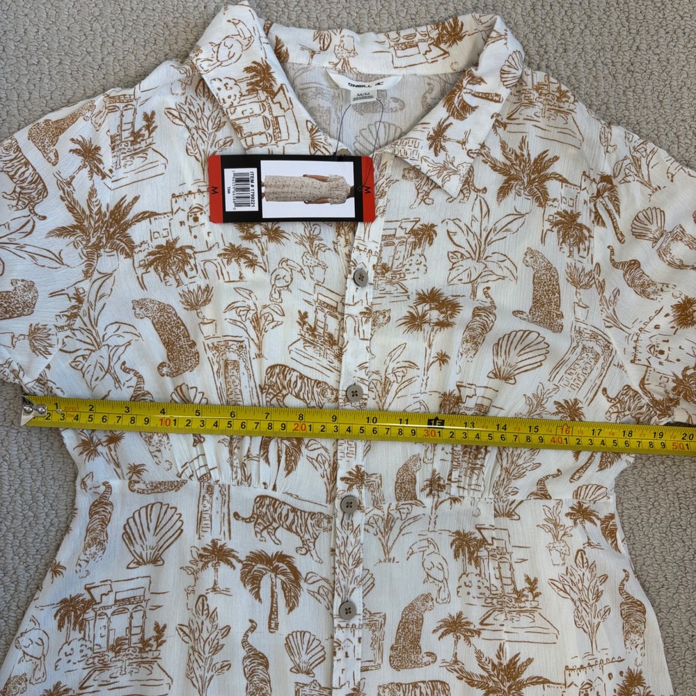 ONeill Tropical Safari Print Button Front Maxi Dress | White Medium NWT travel - Picture 7 of 16
